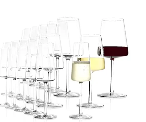 Stölzle Weinglas Lausitz Power Set 18tlg. - Rotweinglas, Weißweinglas und Champagnerglas - Set aus 18 spülmaschinenfesten Kristallgläsern für Rotwein, Weißwein und Champagner, perfekt für jeden Haushalt und besondere Anlässe.
