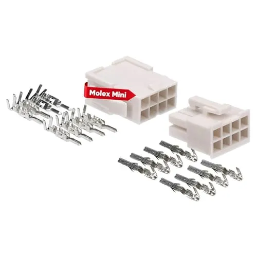 Kalitec KALI-2408 Mini-Fit Jr. Set 8 polig aus Nylon I Kabelstecker KFZ I Spannung 600 V I Nennstrom 13 A I AWG 24-18 I Mini Stecker für für Festplatten, LED und RGB Beleuchtung I Rastermaß 4.2mm