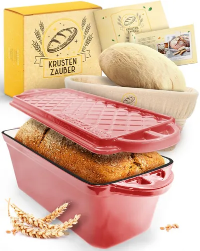 Krustenzauber Brotbackform Gusseisen mit Gärkorb von Krustenzauber