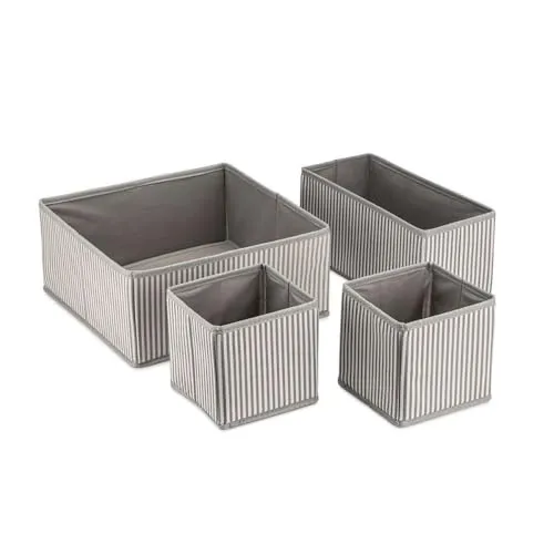 PRENDİ HOME 4-teiliges faltbares Schubladen- und Kleiderschrank-Organizer-Set – 28 x 28 x 13 cm, 28 x 13 x 13 cm, 13 x 13 x 13 cm – Anthrazit stilvolle und praktische Aufbewahrungsboxen