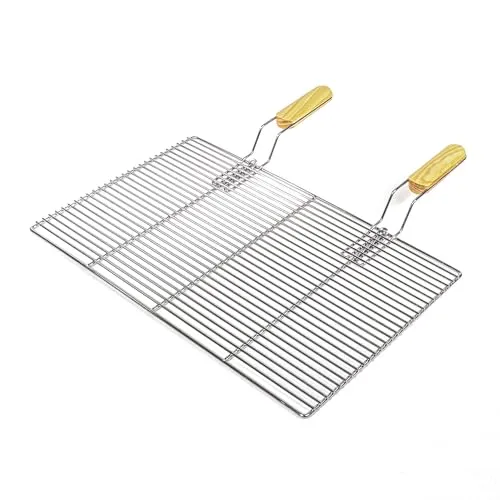 BBQ Grillrost Eckig 60x40cm aus Hochwertigem Edelstahl mit Handgriffen für Gasgrill, Kugelgrill usw.
