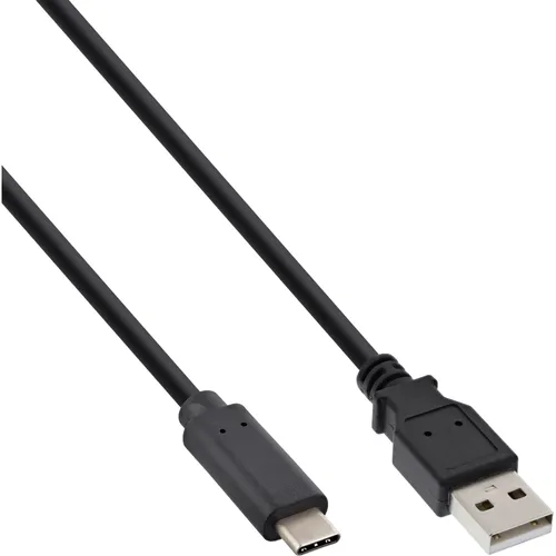 InLine USB 2.0 Kabel, USB-C Stecker an A Stecker, schwarz, 2m, 2 m, USB C, USB A, USB 2.0, Stecker/Stecker, Schwarz