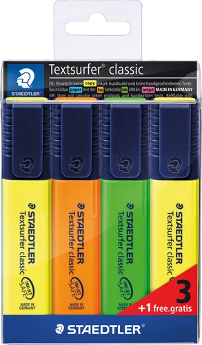 STAEDTLER 364SW4 - Textmarker, Keilspitze, 1-5 mm, 4 Stück