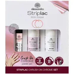 Alessandro Striplac Crush on CHROME Set ROSE - Nagellack-Set für Chrom-Optik, einfache Anwendung und bis zu 3 Wochen Haltbarkeit – ideal für perfekt gepflegte Nägel ohne Trockenzeit!