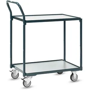 Fetra Tischwagen Basic 2240 – Metall & Holz, 200 kg Tragkraft - Kompakter Küchenwagen mit 2 stabilen Etagen, ideal für den täglichen Einsatz. Mit TPE-Rollen und feststellbaren Lenkrollen, einfache Montage und Made in Germany.