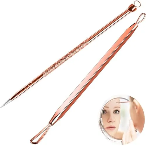 XingFuDM 2 Stück Mitesserentferner,Komedonenquetscher,Milien Entferner, Komedonenheber,Skin Picking Pickelentferner,Porenreiniger, Akne Mitesser Entferner Extraktor Tools für Die Gesichtspflege