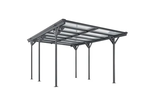 Juskys Carport mit Flachdach 5x3 m – Aluminium Überdachung für Fahrzeuge