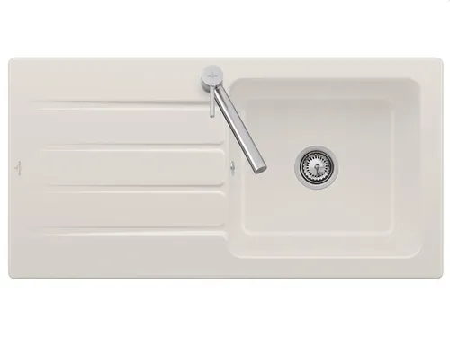 Villeroy & Boch Architectura 60 - 3360 01 KR Crema Keramikspüle - Hochwertige Einbauspüle in Crema mit Handbetätigung, ideal für Unterschränke ab 60 cm. Maße: 100 x 51 cm, pflegeleicht dank ceramicplus-Oberfläche.