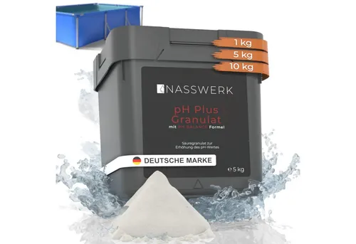 Nasswerk® Poolpflege pH Regulierung Granulat – pH Plus 5 kg - Poolpflege für optimale Wasserqualität, schnell lösliches pH Plus Granulat zur Anhebung des pH-Werts in Pools und Whirlpools. Ideal für eine sichere und angenehme Badesaison.