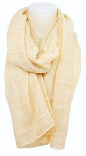 Modischer Damen Schal im Batik-Look mit glitzernden Streifen gelb ca.70x180cm