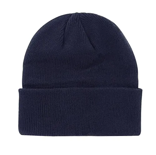 axy Kinder Winter Beanie Strickmütze mit breiter Krempe für Jungs und Mädchen von 1-6 Jahren, Kindermütze Jungen Kleinkind (Navyblau)
