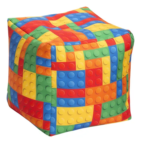 Magma Heimtex Sitting Point Sitzsack CUBE BRICKS, 40x40x40 cm - Klassische Sitzsäcke, vielseitig einsetzbarer Hocker in buntem Design, ideal als Fußteil oder eigenständiger Hocker, mit hochwertiger Polystyrol-Füllung und waschbarer Hülle.