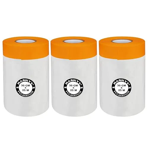 Malerkrepp Abdeckfolie Klebeband Lackschutzfolie Malerfolie Kombiniertes Goldband, Innen- und Außenanstriche, UV-Schutz, scharfe Farbkanten, Selbstklebende Malerfolie - Große Auswahl (3, 30cm x 25m)