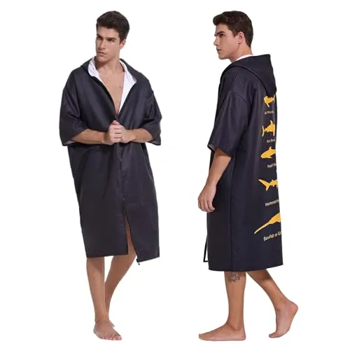 Pahajim Surf Poncho mit Kapuze Mikrofaser Badeponcho für Damen Herren Schnelltrocknend Saugfähig Handtuch Poncho für Strand,Umkleidehilfe,Wassersport