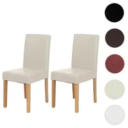 2er-Set Esszimmerstuhl Littau - Kunstleder in Weiß mit hellen Beinen - Stühle für Esszimmer, Wohnzimmer & Küche - Bequeme Polsterung und modernes Design für hohen Sitzkomfort, ideal für gesellige Abende.