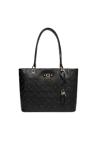 GUESS Kürschnerei-Einkaufssack Jeans - Elegante Schultertasche für Frauen - HANDTASCHEN — Die GUESS Schultertasche überzeugt durch ein stilvolles Design mit edlem Logo-Muster und goldfarbenen Details. Sie bietet viel Platz und praktische Fächer für eine optimale Organisation Ihrer Essentials.