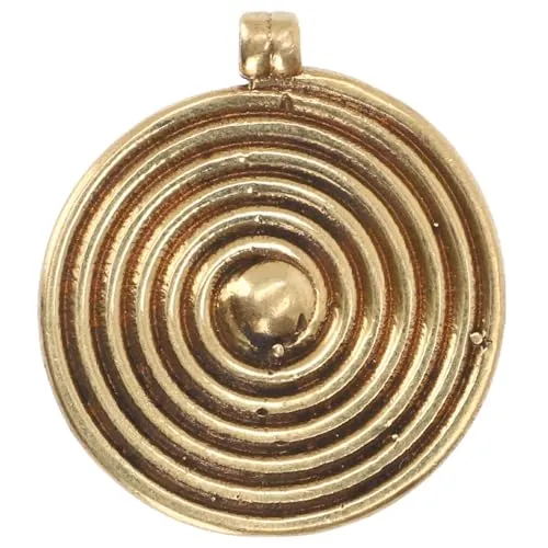 GURU SHOP Indisches Amulett Lebensspirale, Spirale Kettenanhänger aus Messing - Gold