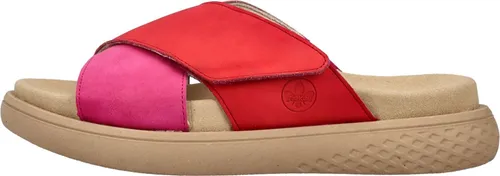 Rieker Damen Pantolette in rot - Gr. 37 - Pantoletten für Damen mit pflegeleichter Oberfläche, rutschhemmender Laufsohle und bequemem Klettverschluss für optimalen Tragekomfort.
