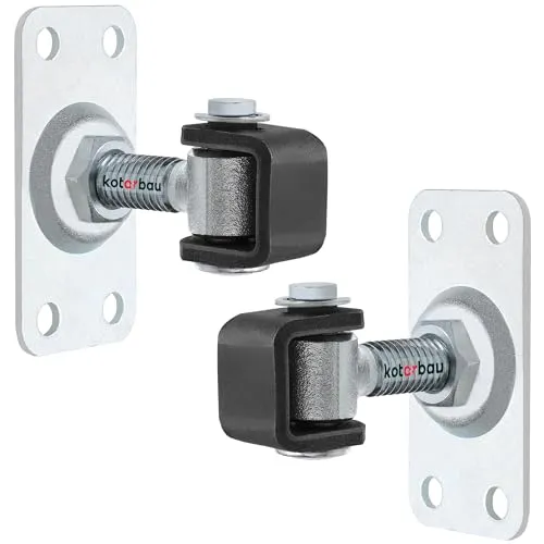 KOTARBAU® 2er Set Torband Verstellbar Türangeln M12 zum Verschrauben rechteckig 4 Löcher S235JR Stahl Galvanisch Verzinkt Türscharniere Silber Einstellbares Scharnier Torscharniere Türband Torangel