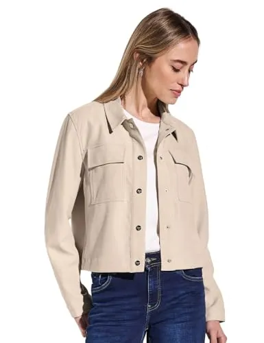 Street One Damen Kurze Twill-Jacke - Modische Cropped Jacke mit Hemdkragen und praktischen Brusttaschen. Ideal für einen lässigen Look, gefertigt aus einem bequemen Materialmix mit Stretchanteil.