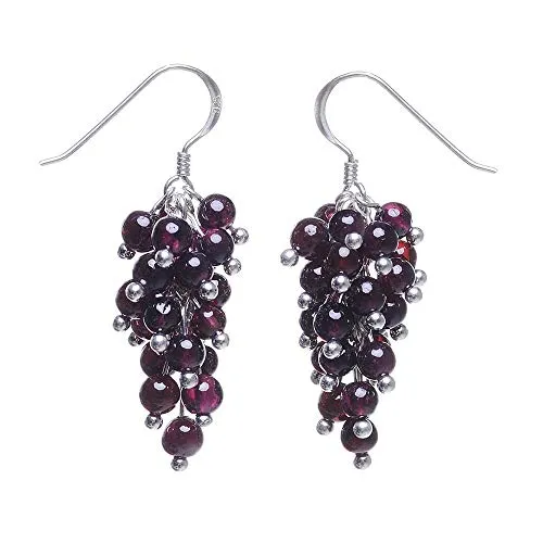 Ohrringe Ohrhänger aus Granat & 925 Silber - Eleganter Damen Ohrschmuck - Ohrringe für Damen mit brillanten Granatsteinen in Rot, gefertigt aus hochwertigem 925er Silber. Leicht und bequem im klassischen Traubenstil, perfekt für jeden Anlass.