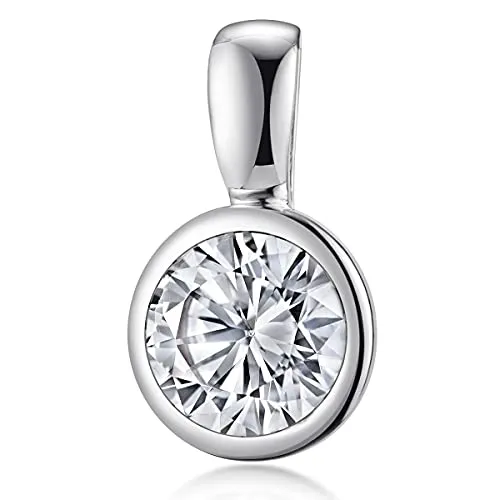MATERIA Zirkonia Anhänger Silber 925 rund - Eleganter Anhänger aus 925 Sterling-Silber mit 8mm Zirkonia, rhodiniert für optimalen Anlaufschutz. Ideal für jede Alltagssituation und kombinierbar mit Ketten bis 3mm Durchmesser.
