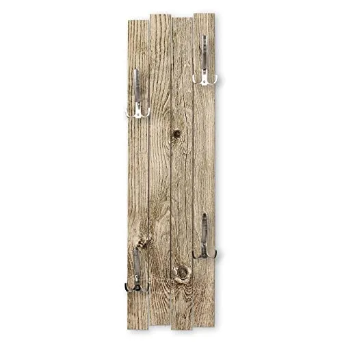 Kreative Feder Wand-Garderobe Altes Holz Shabby-Chic 100x30cm mit 4 Haken - Stilvolle Wand-Garderobe aus hochwertigem MDF-Holz; ideal für Flur und Diele. Mit 4 stabilen Haken für optimale Organisation. Pflegeleicht und langlebig – Qualität Made in Germany.