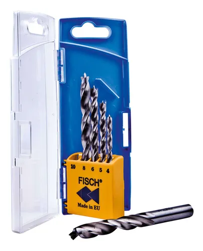 Fisch Holzspiralbohrer Satz HSS Profi 5tlg. 4 - 10 mm - Hochwertiger 5-teiliger Holzbohrer-Satz aus HSS, ideal für präzise Bohrungen in Holz, langlebig und robust für professionelle Anwendungen.