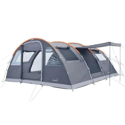 Skandika Tunnelzelt Gotland 6 Sleeper Protect - Tunnelzelt für 6 Personen mit eingenähtem Zeltboden und 5000mm Wassersäule, ideal für sicheren und komfortablen Campingurlaub.