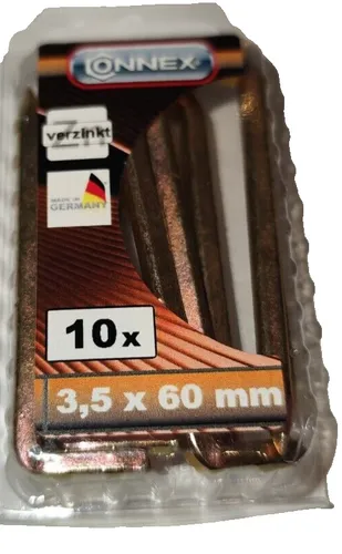 Stahlhaken 3,5x60 mm galvanisch verzinkt 10 stück Haken Konsolenhaken Wandhaken