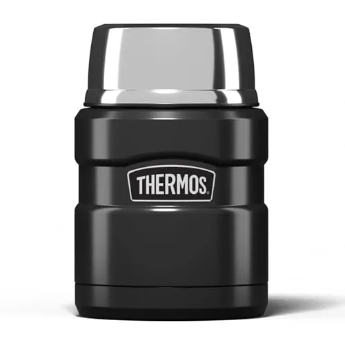 Kleines King Thermos®-Gefäß für Speisen, grau, Isoliergefäß mit Metalllöffel