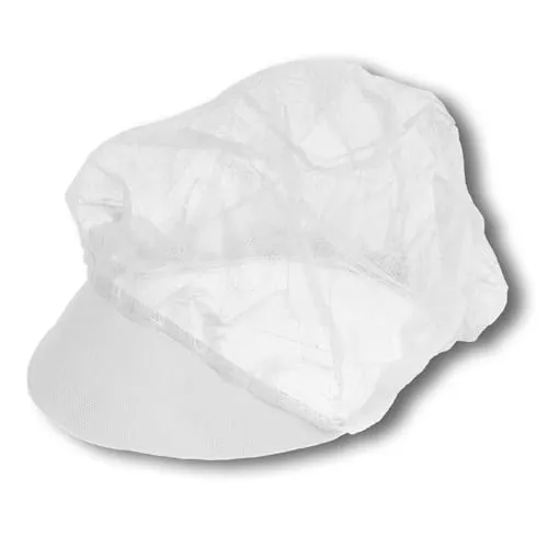 TronicXL 100 STÜCK Baretthauben Lebensmittelecht mit Schirm Klippkopfhauben Einweg-Kopfhauben Vlieshaube Haarschutzhaube Haarnetz Produktion