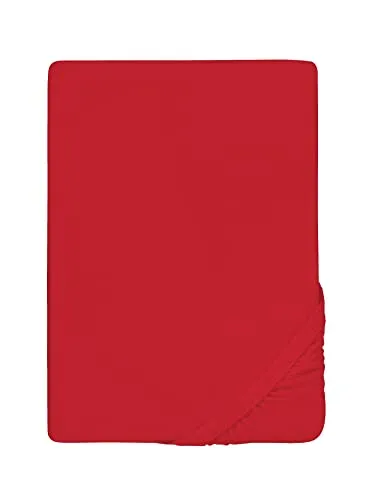 biberna Frottee-Stretch-Spannbetttuch 0012344 in Rot 140x200 cm - 160x200 cm - Spannbetttuch aus 80% Baumwolle, hautsympathisch und atmungsaktiv, mit dauerelastischem Rundumgummi für faltenfreien Sitz. Pflegeleicht, waschbar bis 60°C und trocknergeeignet, Markenqualität von biberna.