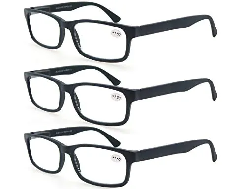 MODFANS (3 Pack Lesebrille 2.5 Herren/Damen,Gute Brillen,Hochwertig,Rechteckige,Komfortabel,Super Lesehilfe,fur Manner und Frauen,(3 Schwarz)