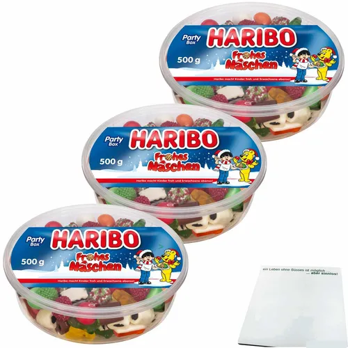 Haribo Frohes Naschen mit Lakritz Fruchtgummi und Schaumzucker 3x500g Dose usy