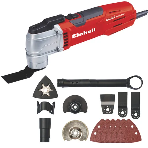 Einhell Multifunktionswerkzeug TE-MG 300 EQ - 300 W, Drehzahl-Konstant-Elektronik, werkzeugloser Zubehörwechsel und inklusive umfangreichem Zubehör