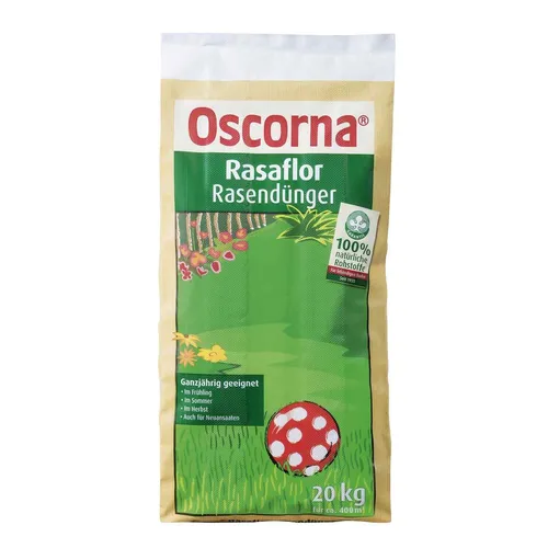 Oscorna Rasaflor Rasendünger 20 kg - Organischer Langzeitdünger für Rasen, enthält Moosvernichter und sorgt für eine langanhaltende Nährstoffversorgung.