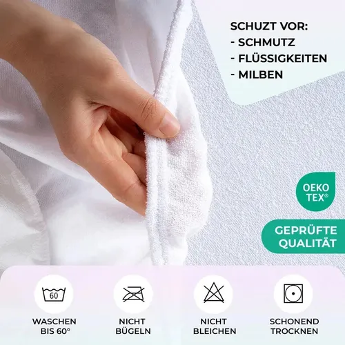 Matratzenschoner 90x200 cm Rundumgummi mit Seitenwänden Wasserdicht Matratzenauf