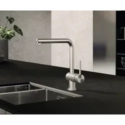 Kludi Steel Küchenarmatur-Einhebelmischer 45851F877 - Armaturen mit schwenkbarem Auslauf und herausziehbarer Geschirrbrause für maximale Flexibilität in der Küche.