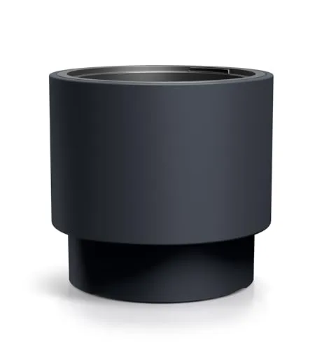 XL Kunststoff Blumentopf rund mit Fuß - 47 x 44 cm - Garten-Zubehör, moderner Blumenkübel in anthrazit mit frostsicherem und UV-beständigem Design sowie entnehmbarem Pflanz-Einsatz für einfaches Gießen.