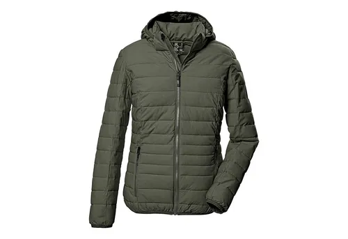 G.I.G.A. DX Damen Steppjacke mit abzippbarer Kapuze - Funktionsjacke in oliv, wasserabweisend und winddicht, ideal für aktive Frauen. Mit elastischen Saum und Ärmelbündchen sowie seitlichen Reißverschlusstaschen, aus PFC-freiem, recyceltem Material.