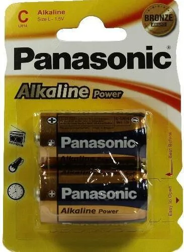 Panasonic 1x2 LR14APB, Alkali, 1.5 V, 25.7 mm, 25.7 mm, 50 mm, C - L