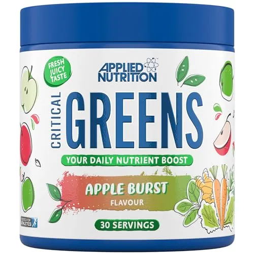 Applied Nutrition Critical Greens – Super Greens Pulver, Immunsystem Stärken – Superfood Nährstoffe, Veganes (150 g – 30 Portionen) (Apple Burst)