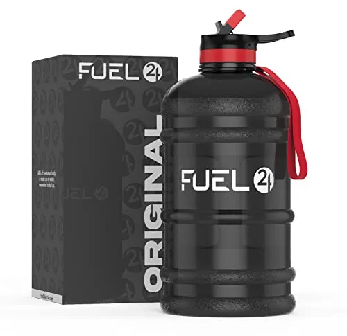 Fuel24 Krug – 2,2 Liter Wasserflasche – extra starkes Flex-Material – sturzsicher, Pop- oder Strohhalm-Optionen – 2,2 l große Sportflasche, BPA-frei