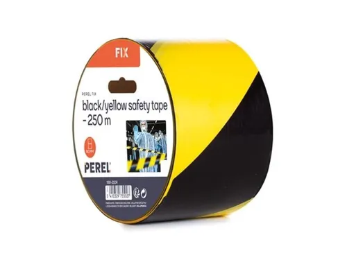 Perel Schwarz/gelbes Sicherheitsband - 250 m - Rolle