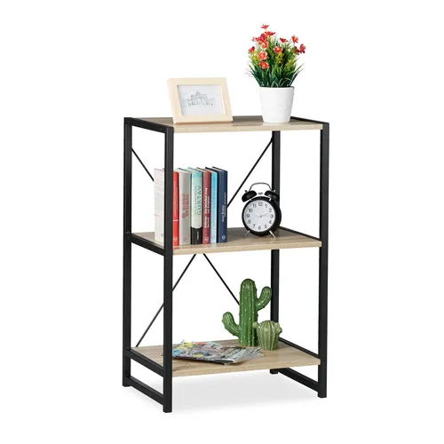 Standregal Bücherregal Holzregal mit 3 Fächern - Praktisches 3-Fächer Regal in Holzoptik, ideal für jedes Zimmer. Robustes Design mit nur 7,6 kg, perfekt für Bücher und Deko.