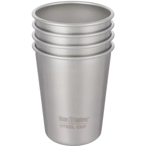 Klean Kanteen Classic Trinkflasche 295ml - Edelstahl, Brushed Stainless - Trinkflasche aus 18/8 Lebensmittel-Edelstahl, bruchsicher und langlebig. Ideal für unterwegs, im praktischen 4er Set, ineinander stapelbar und leicht zu transportieren.