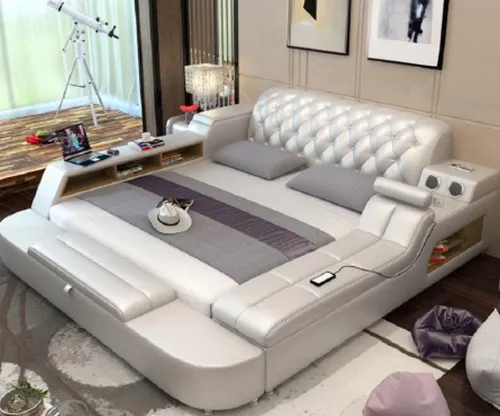 Design Bett Big Betten Leder Hotel Polster 180x200 mit USB und Massagefunktion