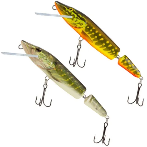 Salmo Hechtwobbler Set - 2 Jointed Pikes 11cm 13g - Kunstköder-Set mit 2 schwimmenden Hechtwobblern, ideal für Süßwasserfischen. Perfekte Tiefe von 0,5-1 m für effektives Angeln auf Hecht und Zander.