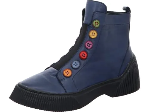 Gemini Damen Boot Stiefelette mit bunten Knöpfen - Wanderschuhe mit einzigartigem Design, aus Leder mit bunten Knöpfen und herausnehmbarer Innensohle für individuellen Komfort.
